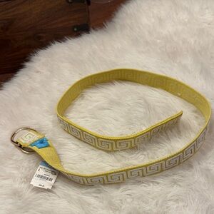 J. McLaughlin Yellow and White Patterned Belt Size L NWT